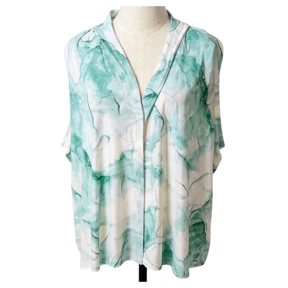 Calvin Klein Women's 3X Blue Sleeveless Blouse Casual Soft Top NEW